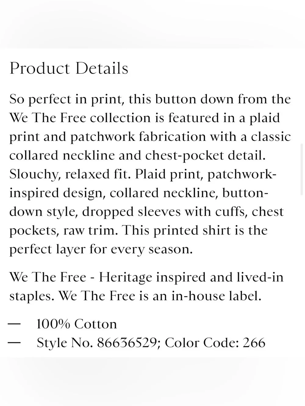 Free People We the Free patched up plaid button down shirt